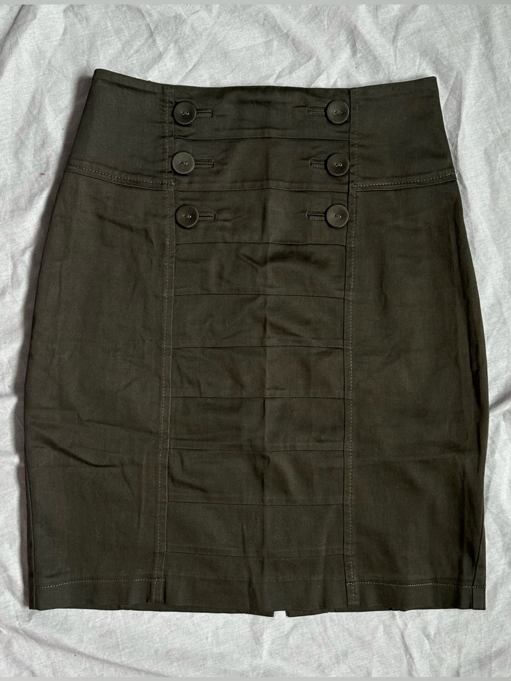 2000s Dynamite Olive green Button-Front Pencil Skirt